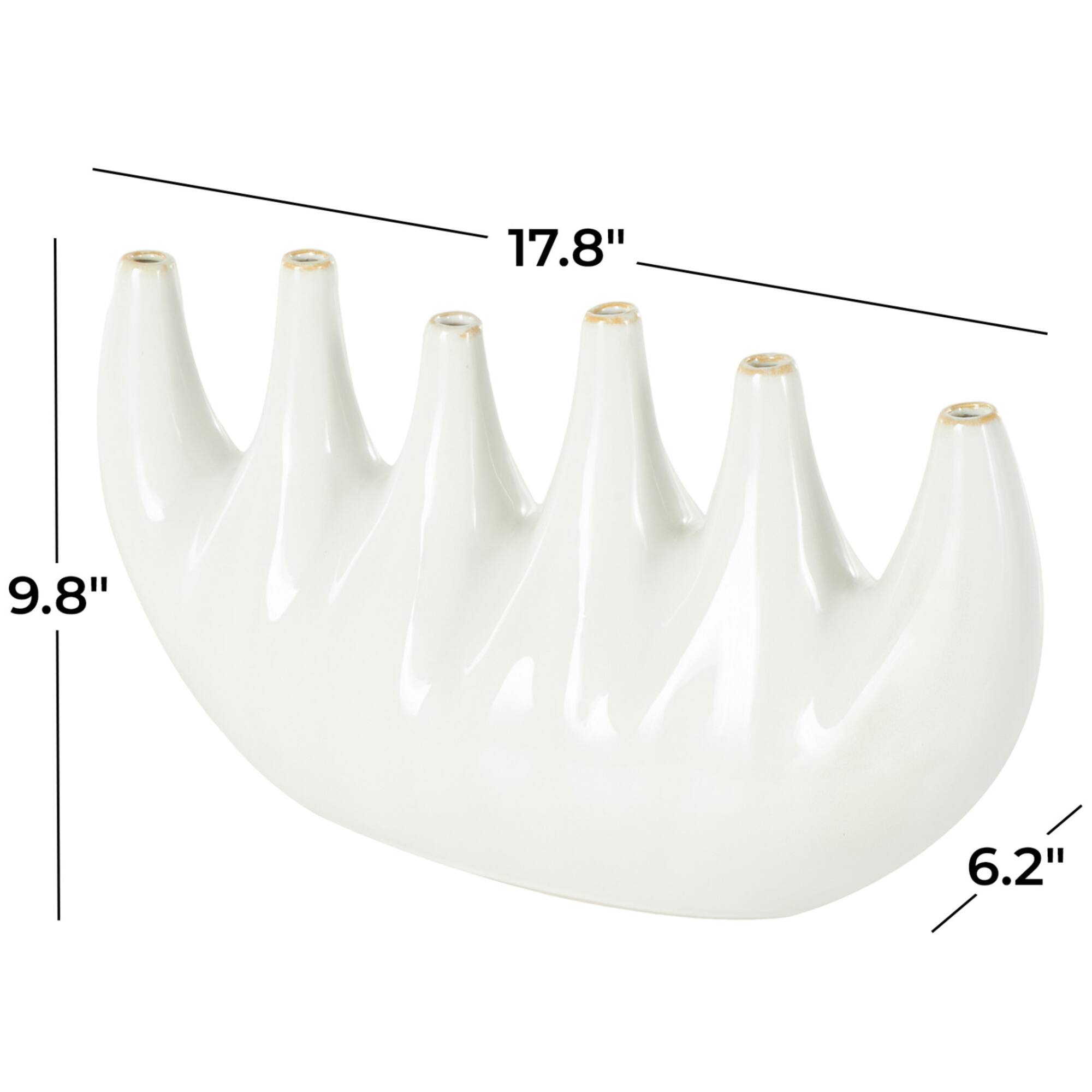 17.75" White Contemporary 6-Opening Ceramic Vase